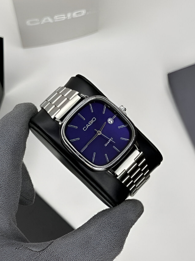Casio Silver Blue Watch